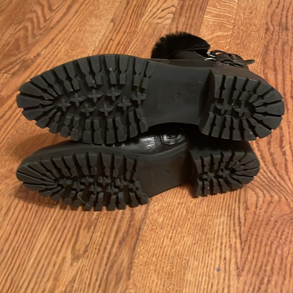 Napoleoni Black Leather Suede Ankle Boots Shearling Fur Sz 39 EU 9 US Italy - Picture 10 of 11